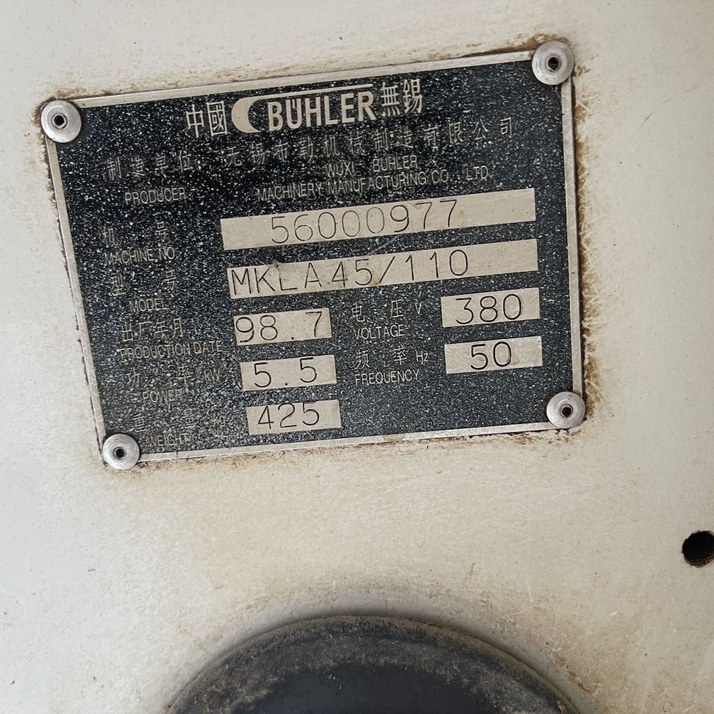 Used BUHLER wheat flour mill MKLA-45/110 Bran finishers